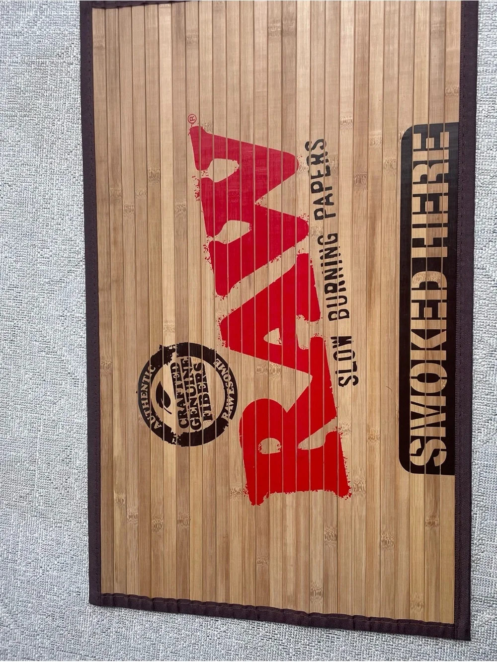 RAW Bamboo Doormat with Red Logo - RAW Smoked Here